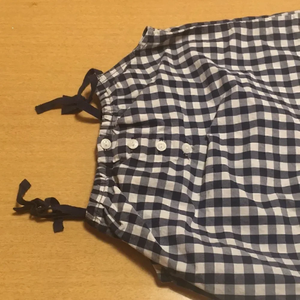 Baby Gap blue white gingham 3 year girls romper tie top button front